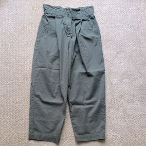 Tela Cotton Paperbag Waist Trousers in Green | Size US L